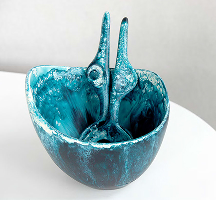 Dinosaur Designs Blue salad bowl and servers Sydney shopping Australiana