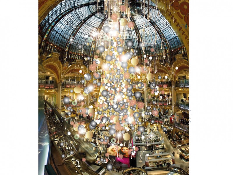 christmas dome galeries lafayette paris france opener
