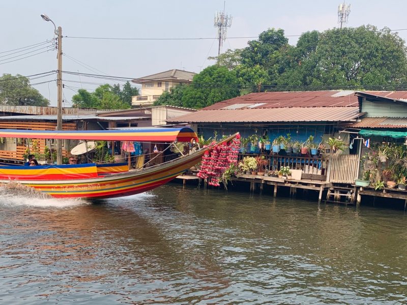 longtail boat klong tour anantara riverside hotel chao phraya river skelly